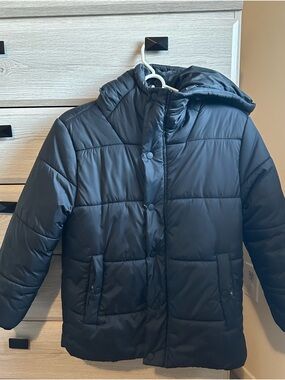 Kids Black Puffer Jacket with Hood